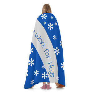Dr. and Nurse Blu w/Stars Will Work for Hugs Hooded Blanket
