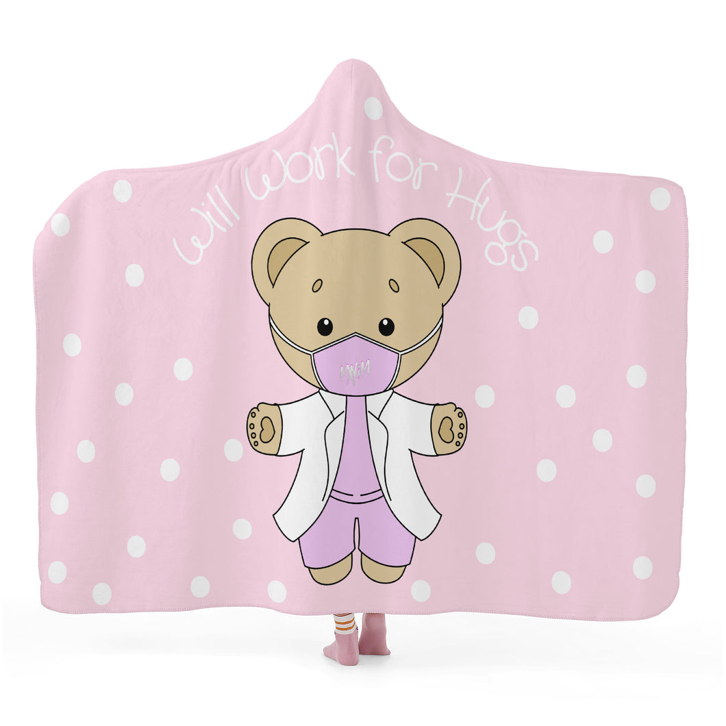 Pink w/Dots Will Work for Hugs Hooded Blanket