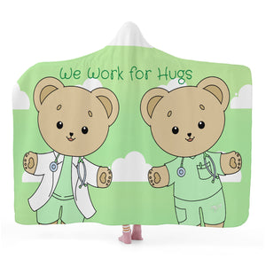Dr. and Nurse Grn Clouds Will Work for Hugs Hooded Blanket