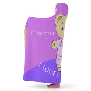 Nurse Charity Purple Will Work for Hugs Hooded Blanket